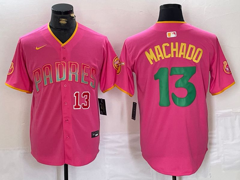 Men San Diego Padres #13 Machado Pink Jointly 2024 Nike MLB Jersey style 6->san diego padres->MLB Jersey
